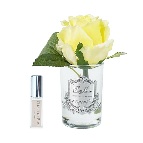 Cote Noire Perfumed Natural Touch Rose Bud - Yellow (Silver & Clear Glass) - Beauty Affairs 1